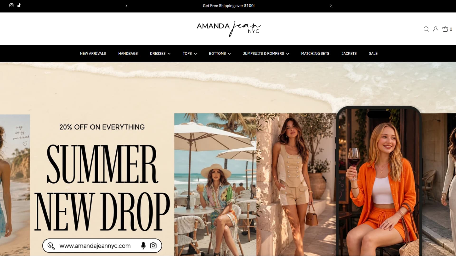 Screenshot of the Amanda Jean NYC Shopify project