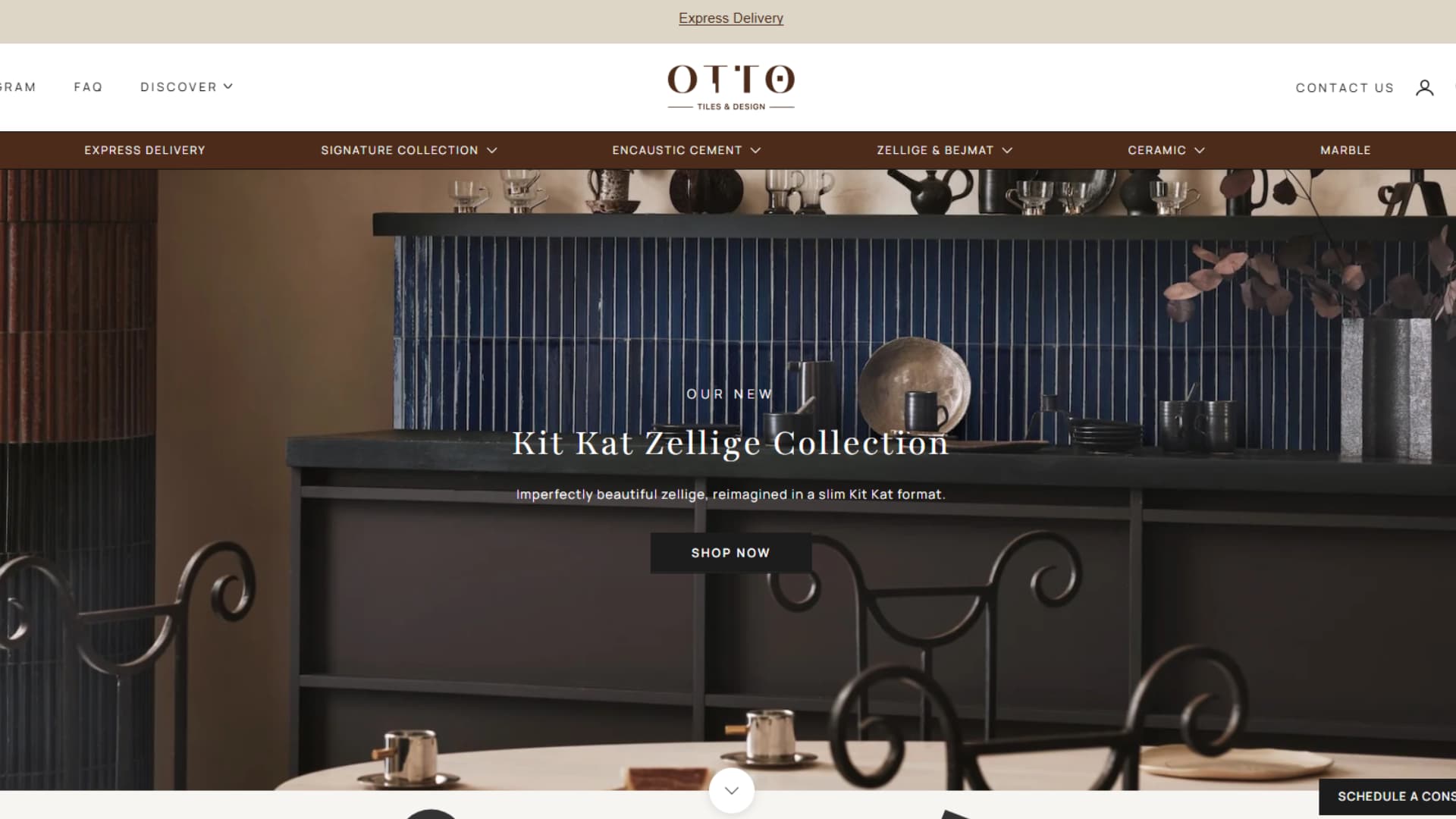 Screenshot of the Otto Tiles & Design Shopify project